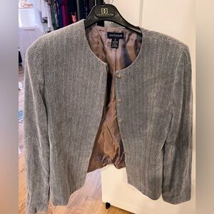 Ann Taylor Gray/Blue Herringbone Women's Jacket l 12